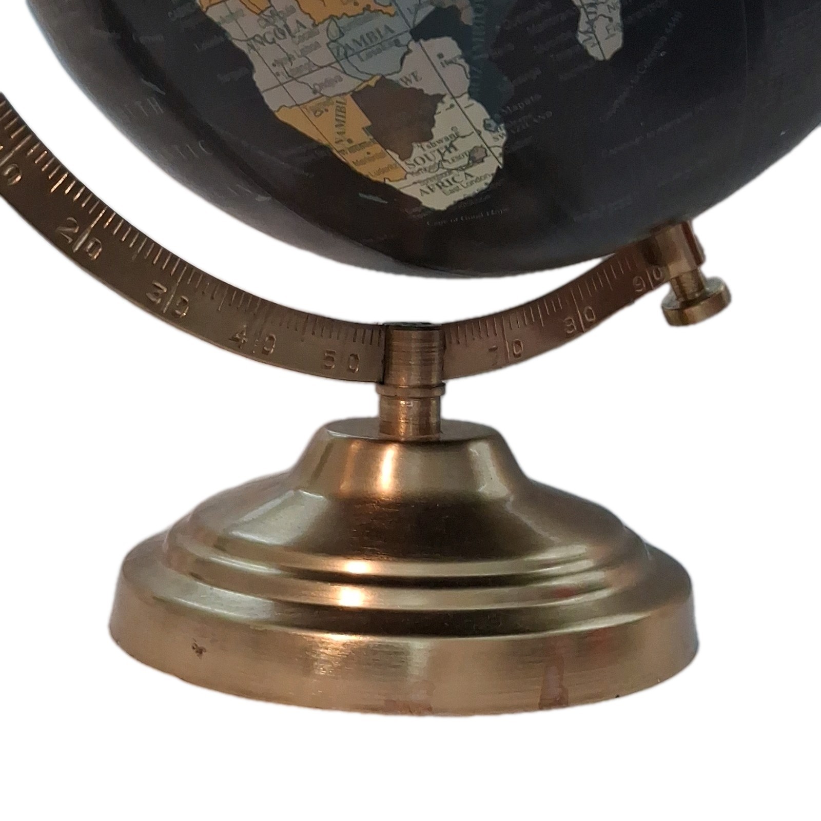 Rotating Tabletop Decorative World Globe w/ Black Gold Metal Base, Multicolor