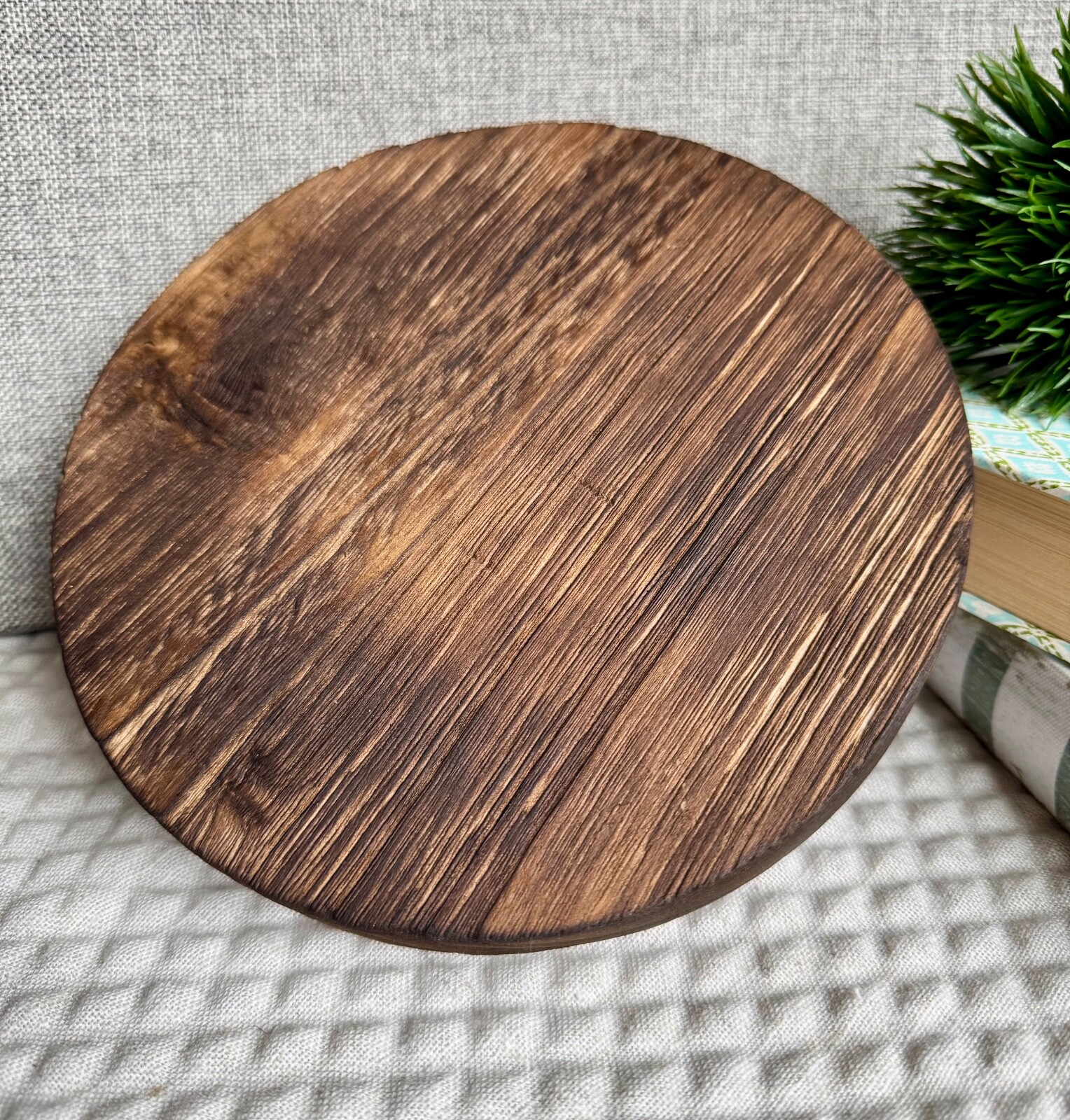 New Rustic Brown Wooden Riser Display Stand for Home Decor Plants Holidays – 8”