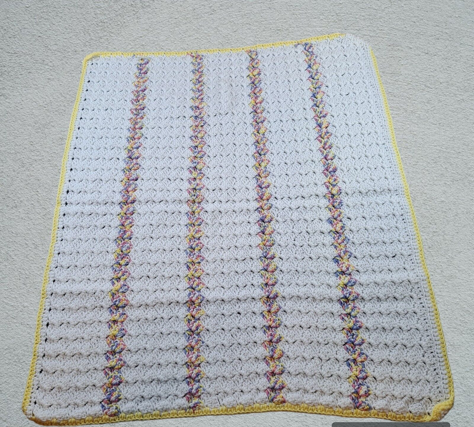 New Handmade Crochet Baby Blanket Afghan Multi Color Unisex Aprox 28.5&Prime;x32&Prime;