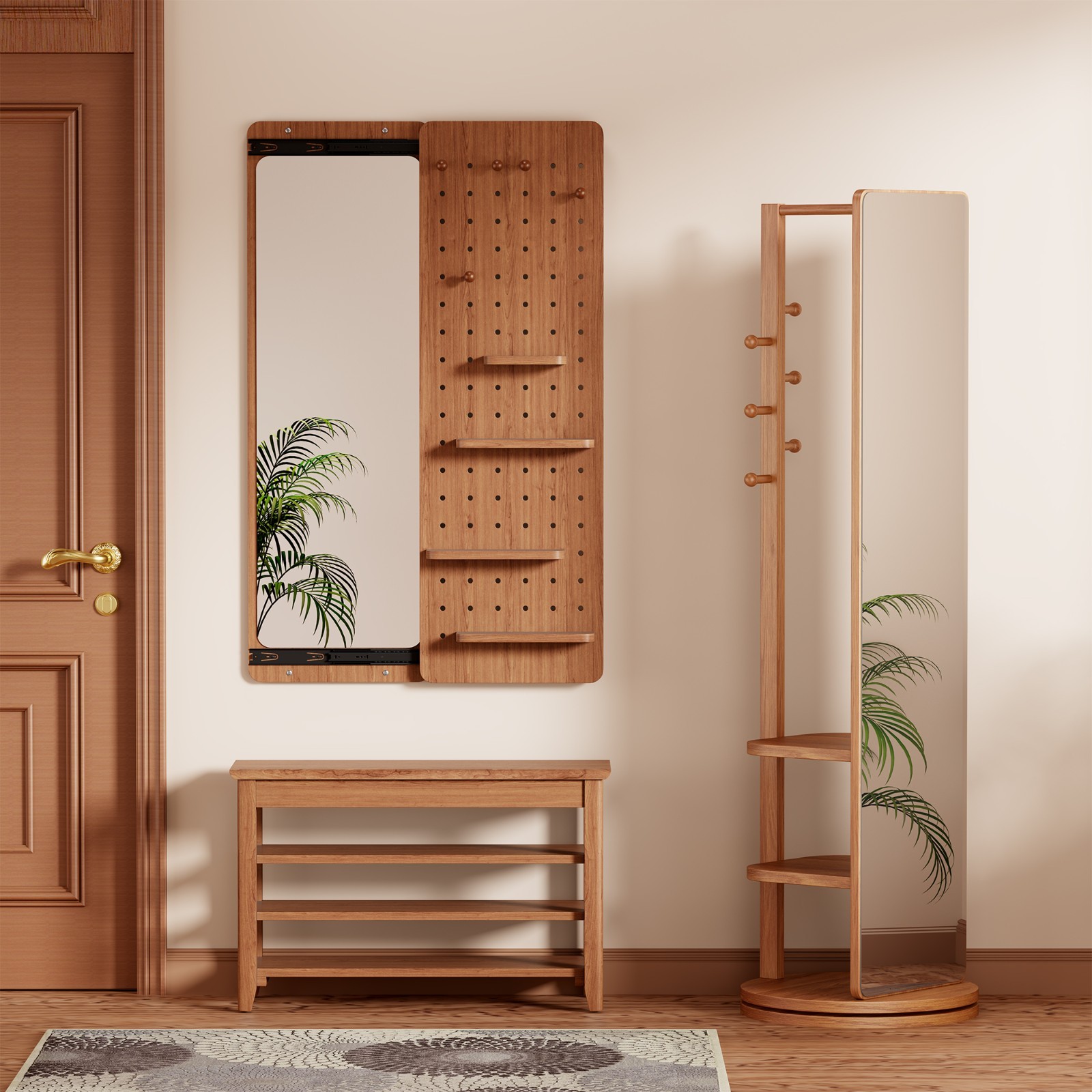 47.6 X 15.5 Inch Multi-functional Design Panel Wall-mounted Full-length Mirror