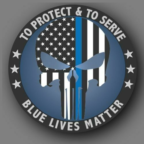 SKULL POLICE BLUE LIVES MATTER FROM 2&Prime; TO 50&Prime; CAR TRUCK DECAL STICKER USA
