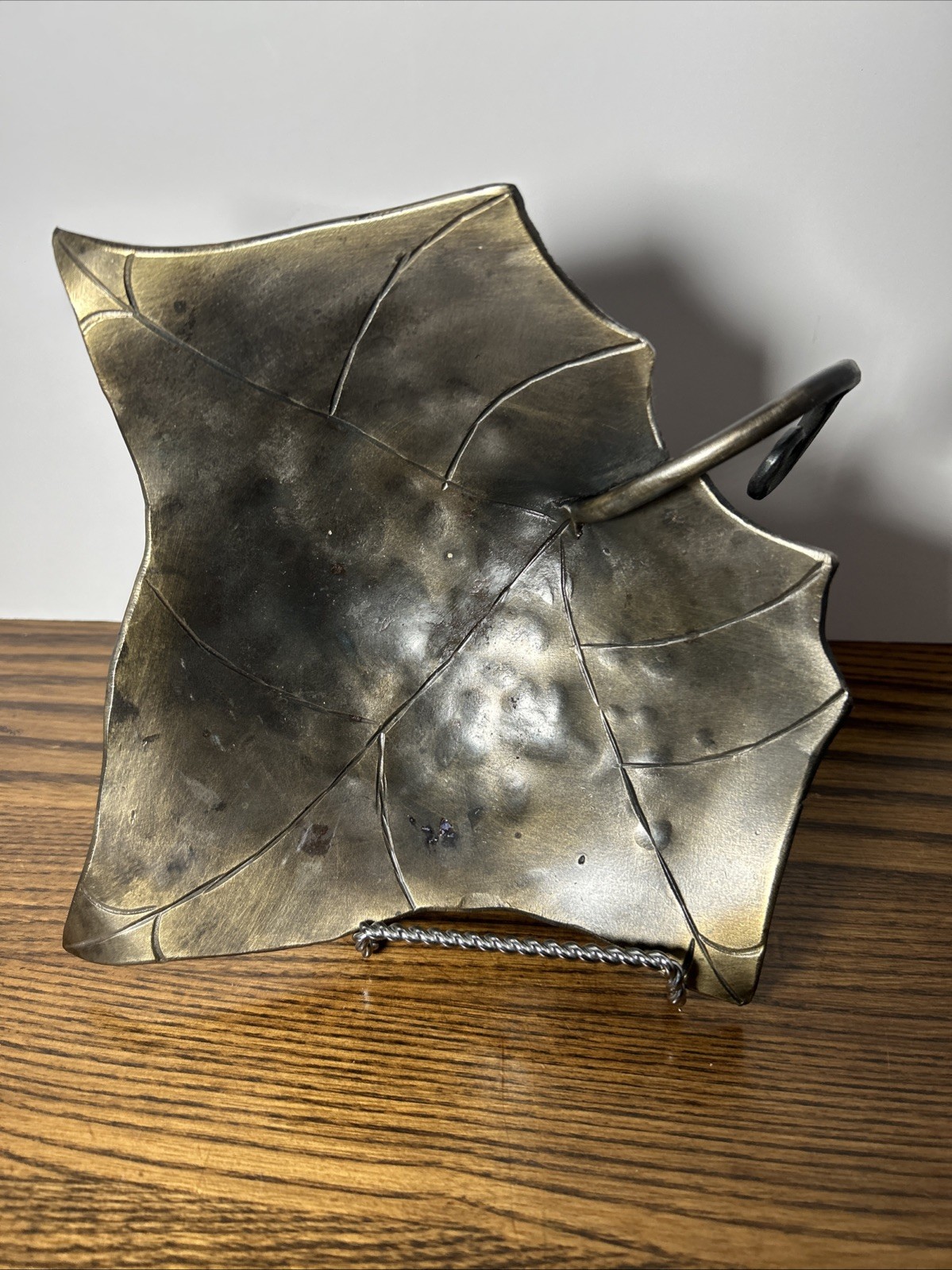 Metal Forged Steel Leaf Trinket Candy Dish 10”x 10” Well Made 2.6+ Pounds
