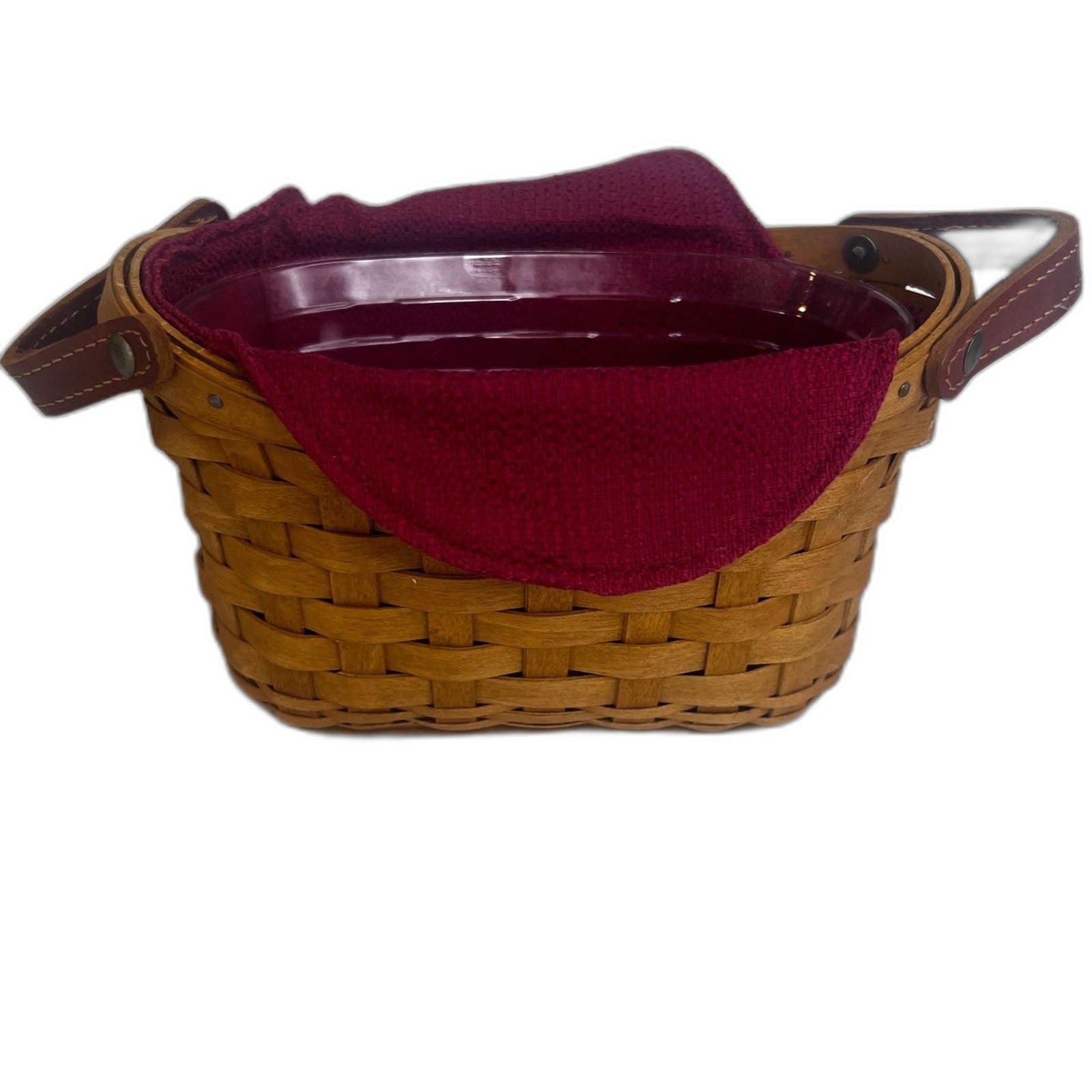 Longaberger Journal Basket Red Liner Protector Set 2007 Leather Handles