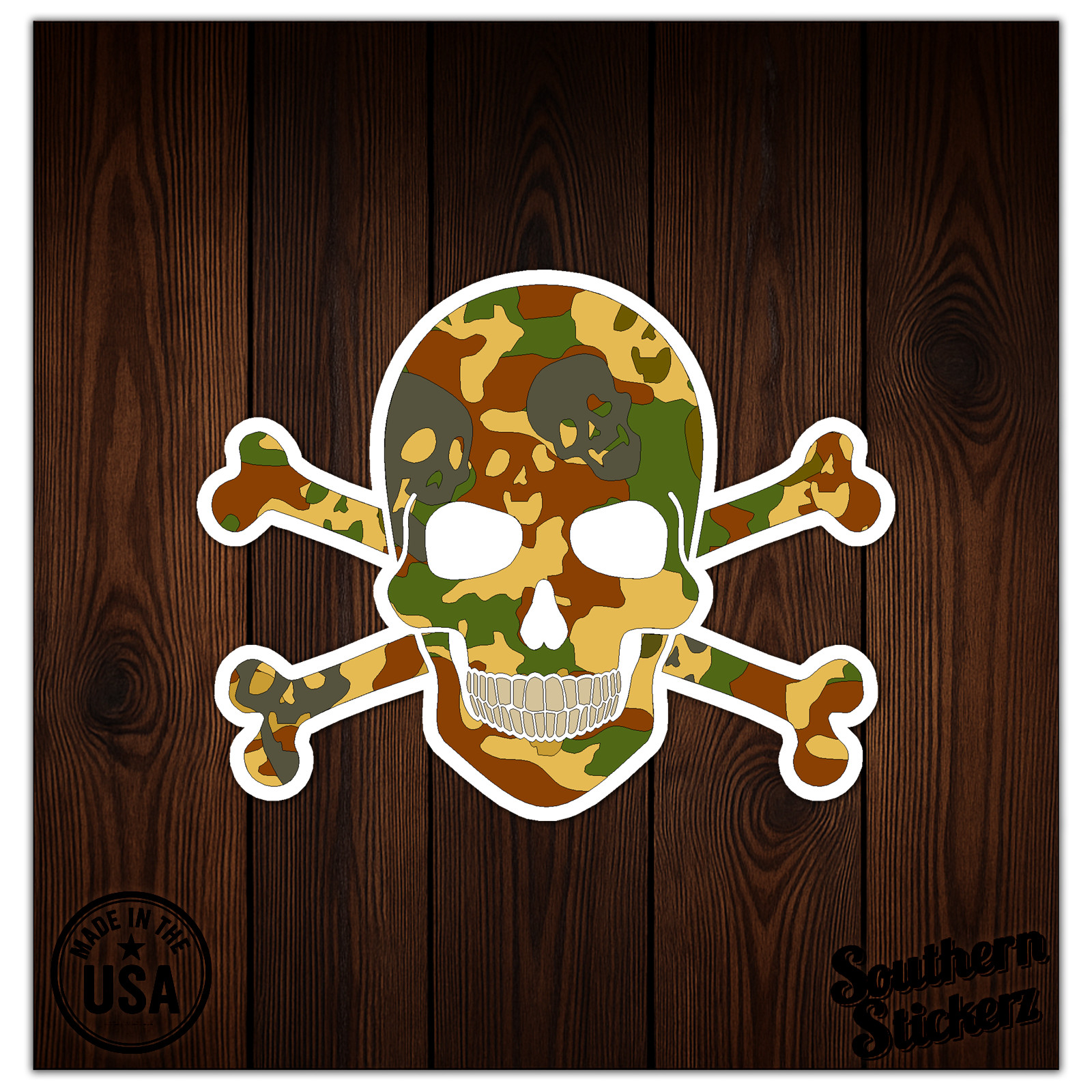 Camo Camouflage Skull – Vinyl Decal Sticker – Car Window Laptop – ebn9003