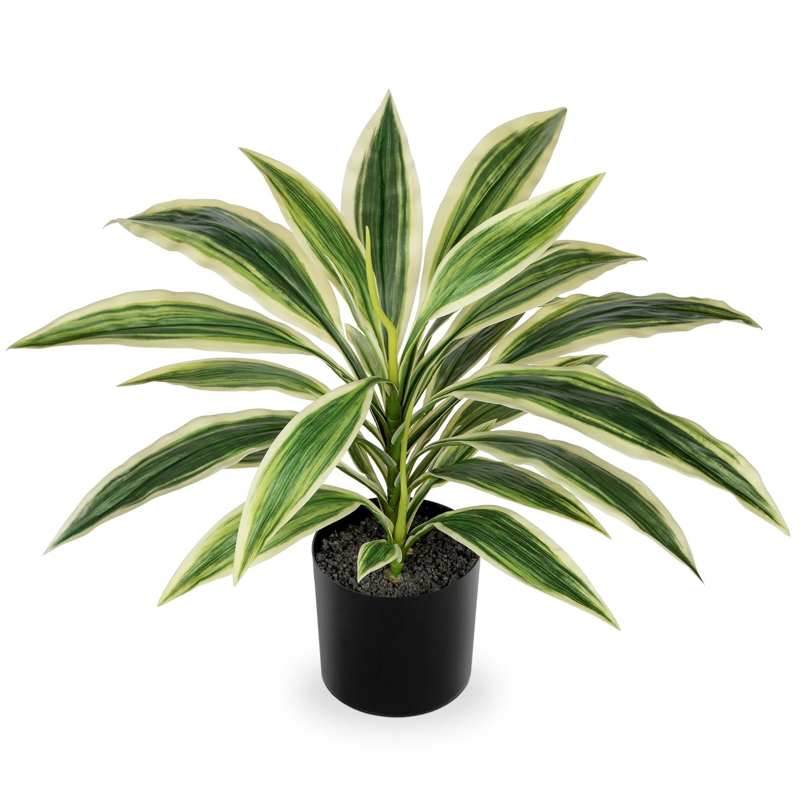 18 Inch Fake Potted Medium Artificial Dracaena Plant Indoor Black Pot Decor