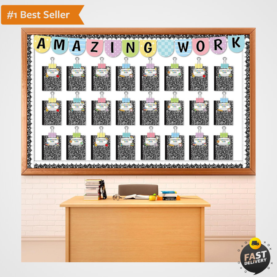 24 Pcs Student Work Display Bulletin Board Composition Notebook Classroom Dec…