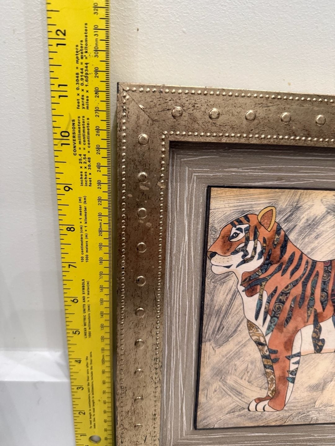 Global Views Framed Batik Pattern Tiger Wall Art