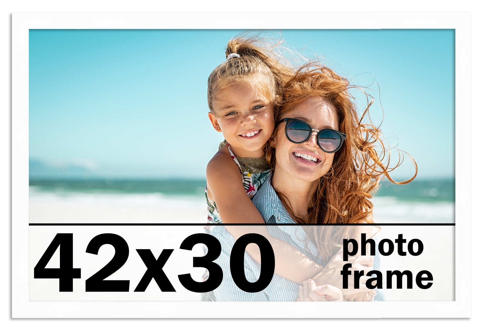 42×30 Frame White Solid Wood Picture Frame Includes UV Acrylic Shatter Guard Fro