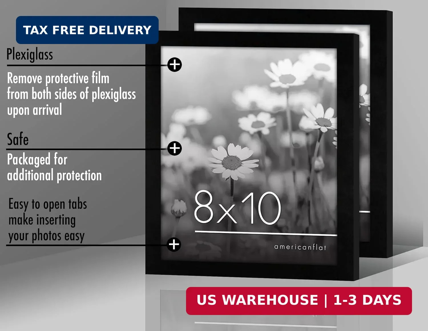Americanflat 8×10 Picture Frame with Polished Plexiglass – Set of 12 – Signature