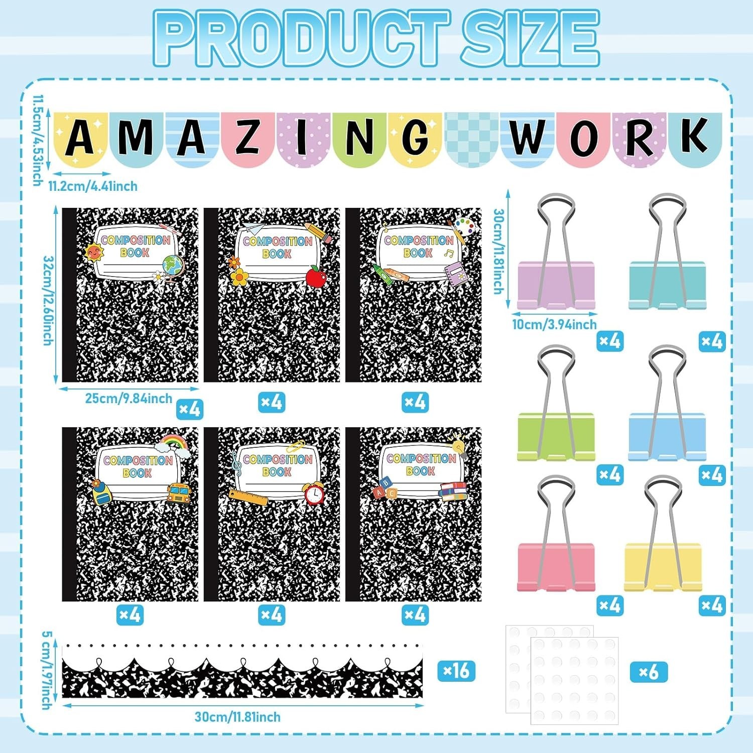 24 Pcs Student Work Display Bulletin Board Composition Notebook Classroom Dec…