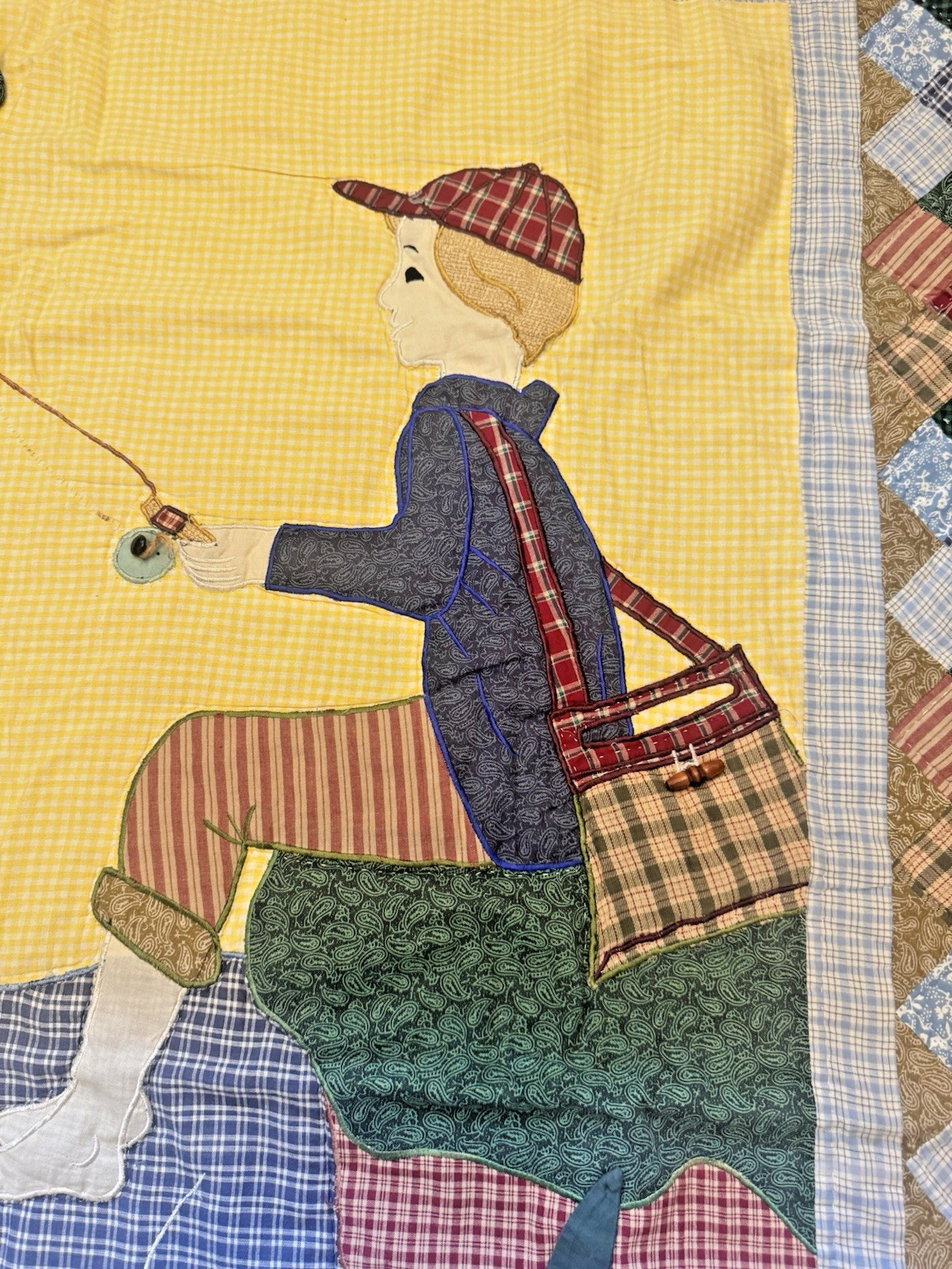 3D Fish Quilt Wall Hanging Plaid Border Thimbleberries Cottage Cabin Lodge