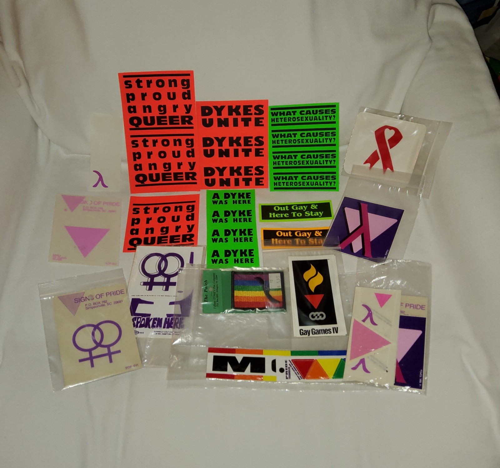 Vintage 1990&rsquo;s LGBTQ+ Gay Pride Lesbian Stickers Collection, Symbols, 24 Pieces