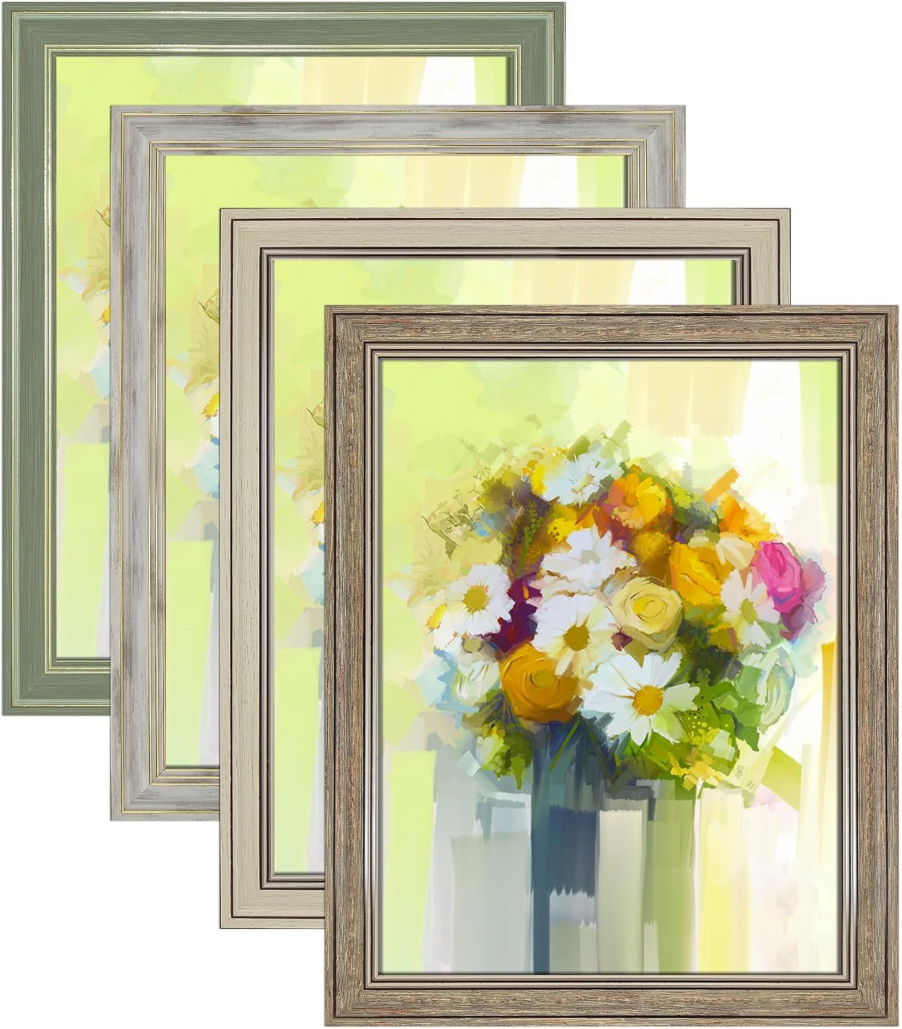 8X10 Picture Frame Set of 4, Rustic Farmhouse Picture Frames for Table or Wall H