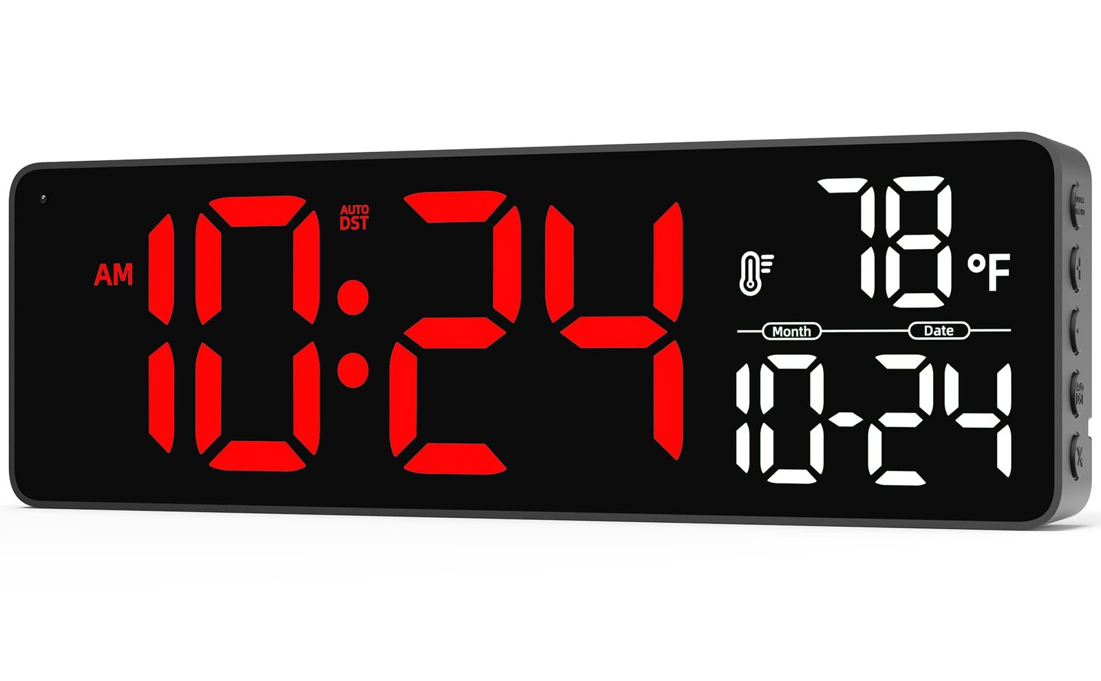 Large LED Digital Wall Clock with Date, Temperature, Auto-Brightness, Auto-DS…