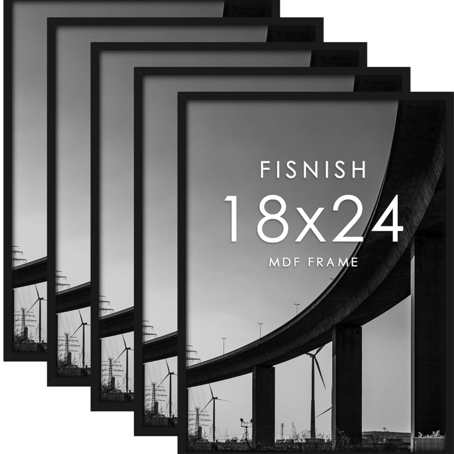 18X24 Frame 5 Pack, Black Poster Frames 18 X 24 for Horizontal or Vertical Wall
