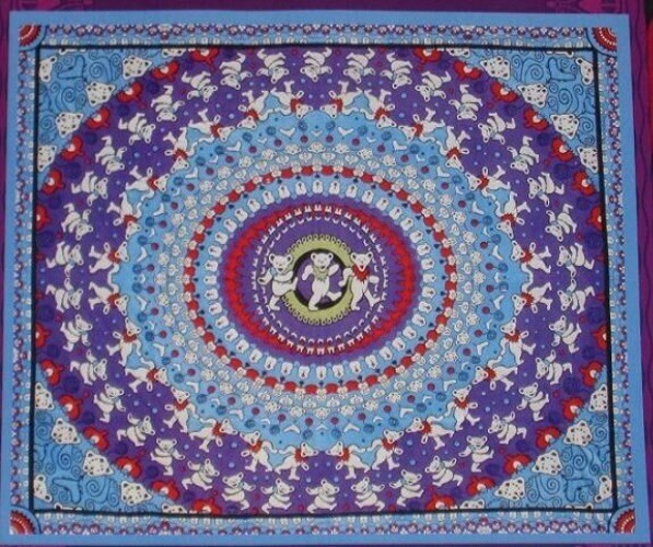 New Grateful Dead Dancing Bears Blue Purple Red Wall Hanging Tapestry 90X60 Gift