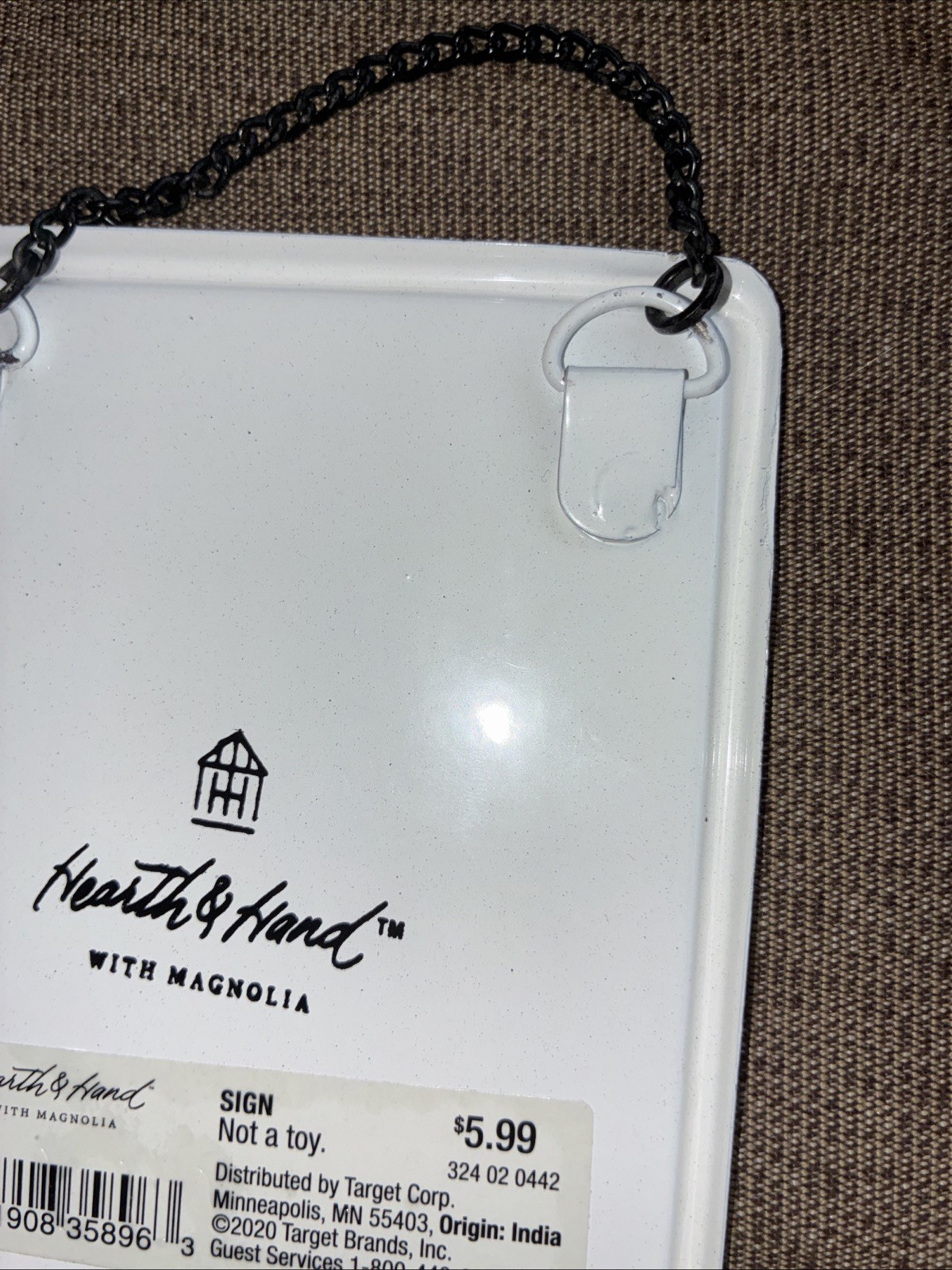 Hearth & Hand Be Kind Sign 5×4 Metal Chain White