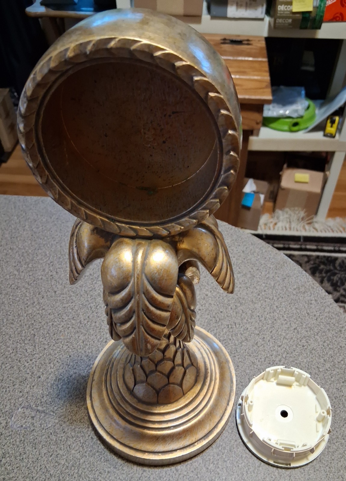 Quartz Gold Table Top Mantle Desk Clock Roman Island Palm Beach 13&Prime; Tall