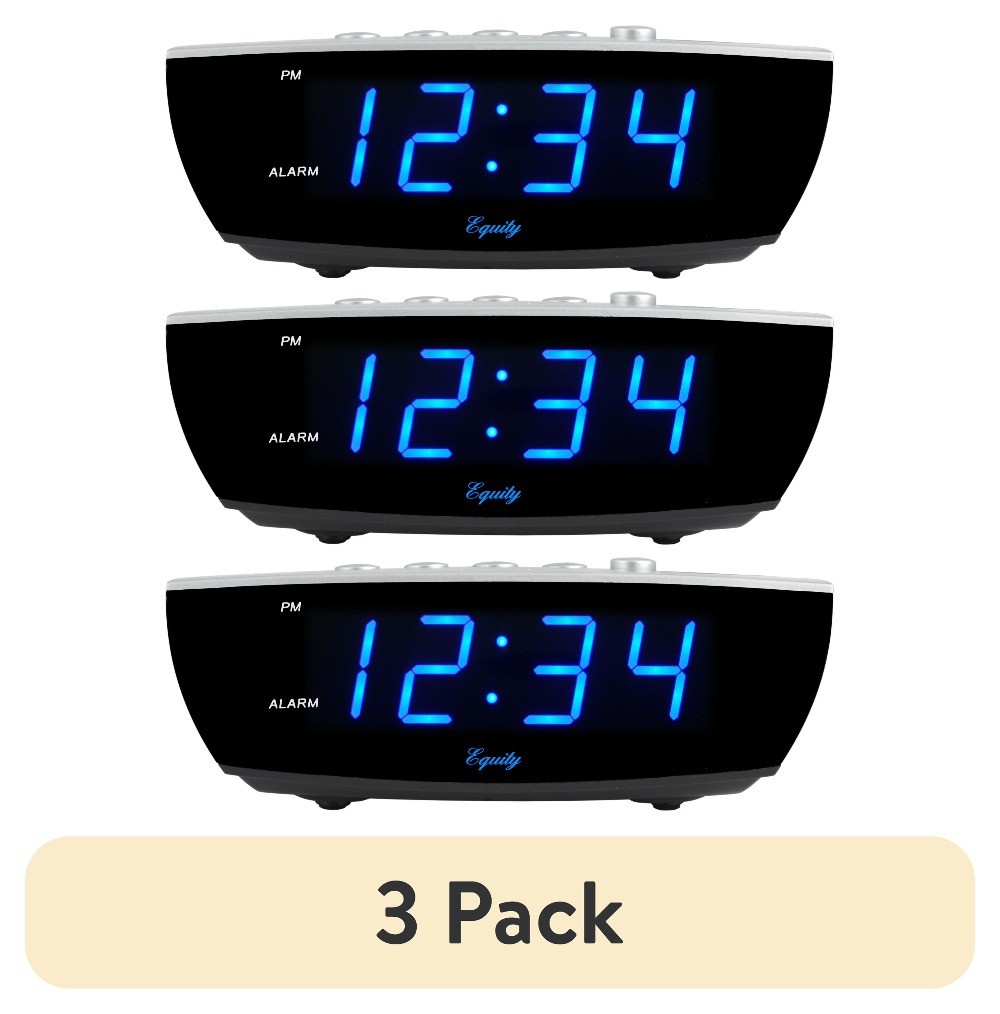 (3 pack) 75903 0.9 in. Blue LED Digital Desktop Alarm Clock