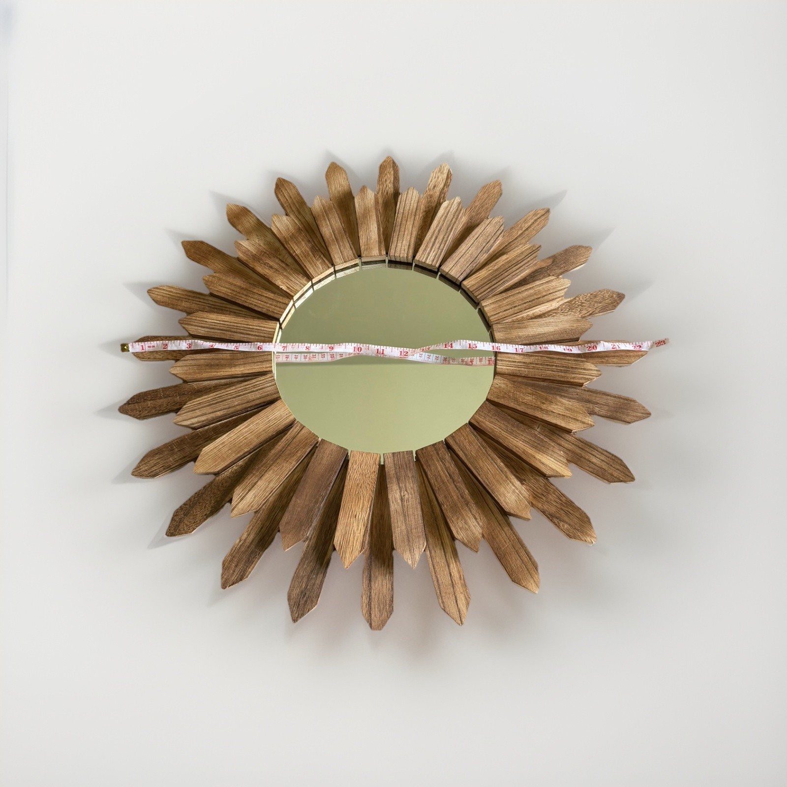 Sunburst Mirror Rustic Wood Petal Frame Round 23in Wall Decor