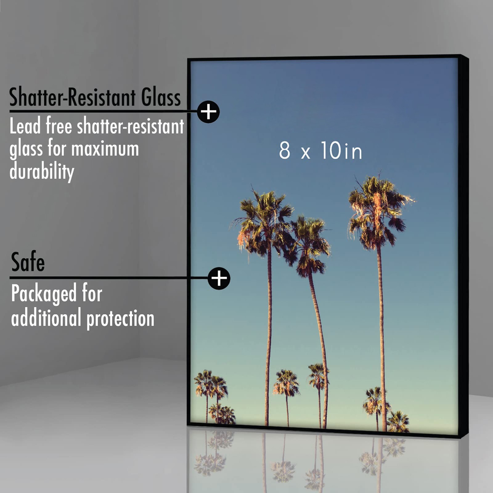 6 Pcs 8×10 Inch Front Loading Picture Frame with Shatter-Resistant Glass, Black