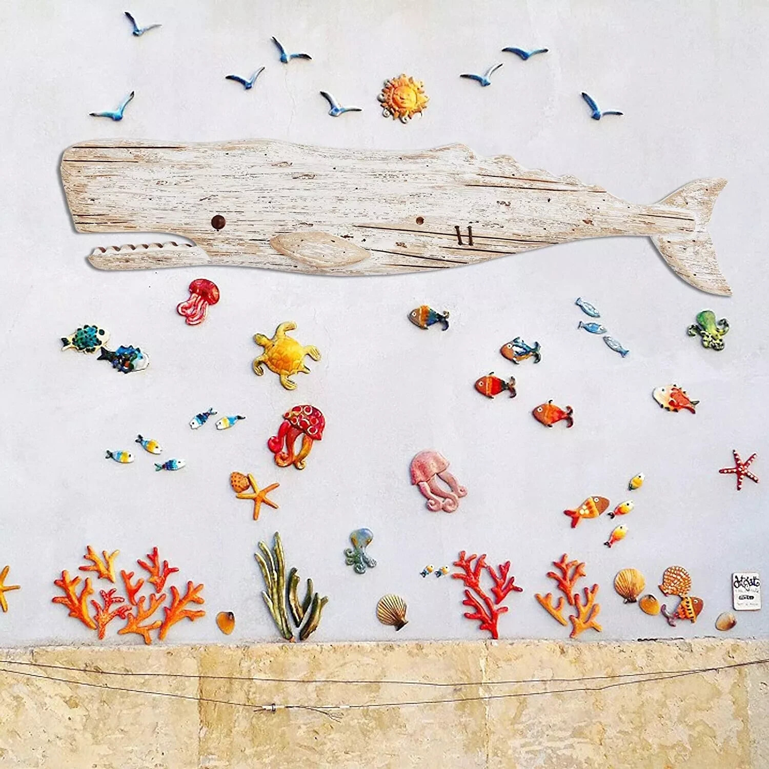 Rustic Wooden Nautical Whale Beach Theme Home Decoration Whale Sculpture wall