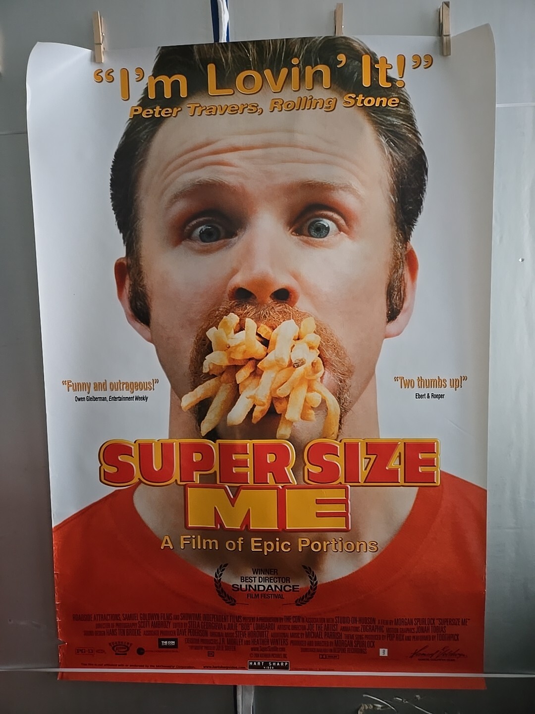 SUPER SIZE ME Original DVD Release Poster 26 In x40 In USED Good Condition