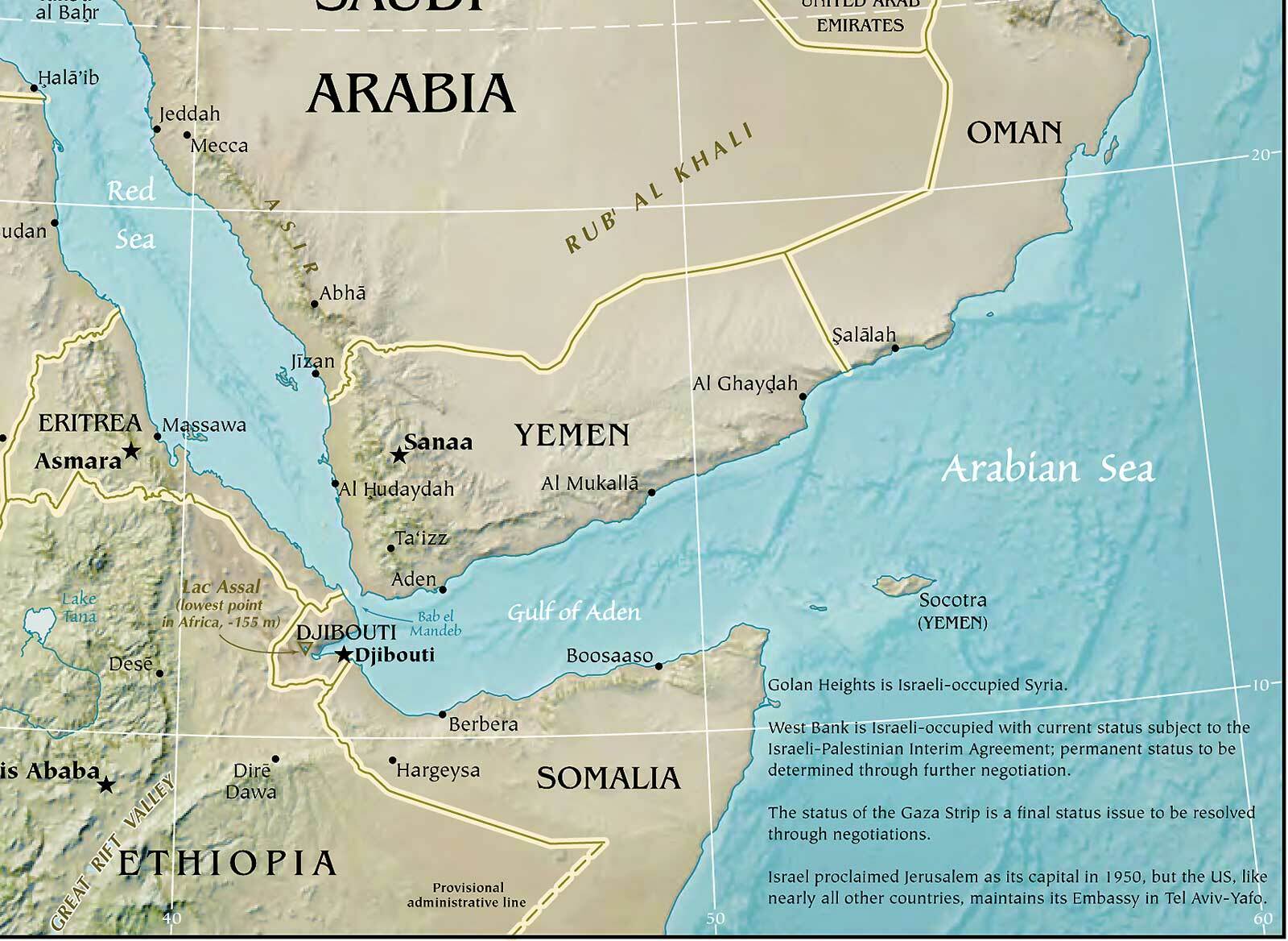 CIA Middle East Map – Syriac Assyrian Israel Palestine Gaza West Bank Lebanon