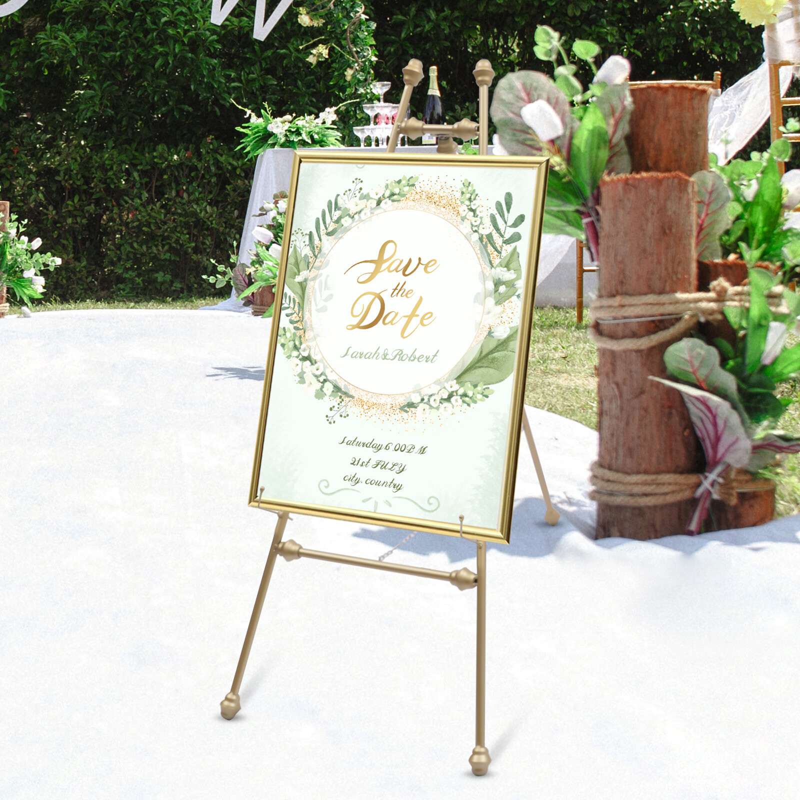 2PCS Easel Stands Floor Mount Golden Wedding Easel Stand For Wedding Party