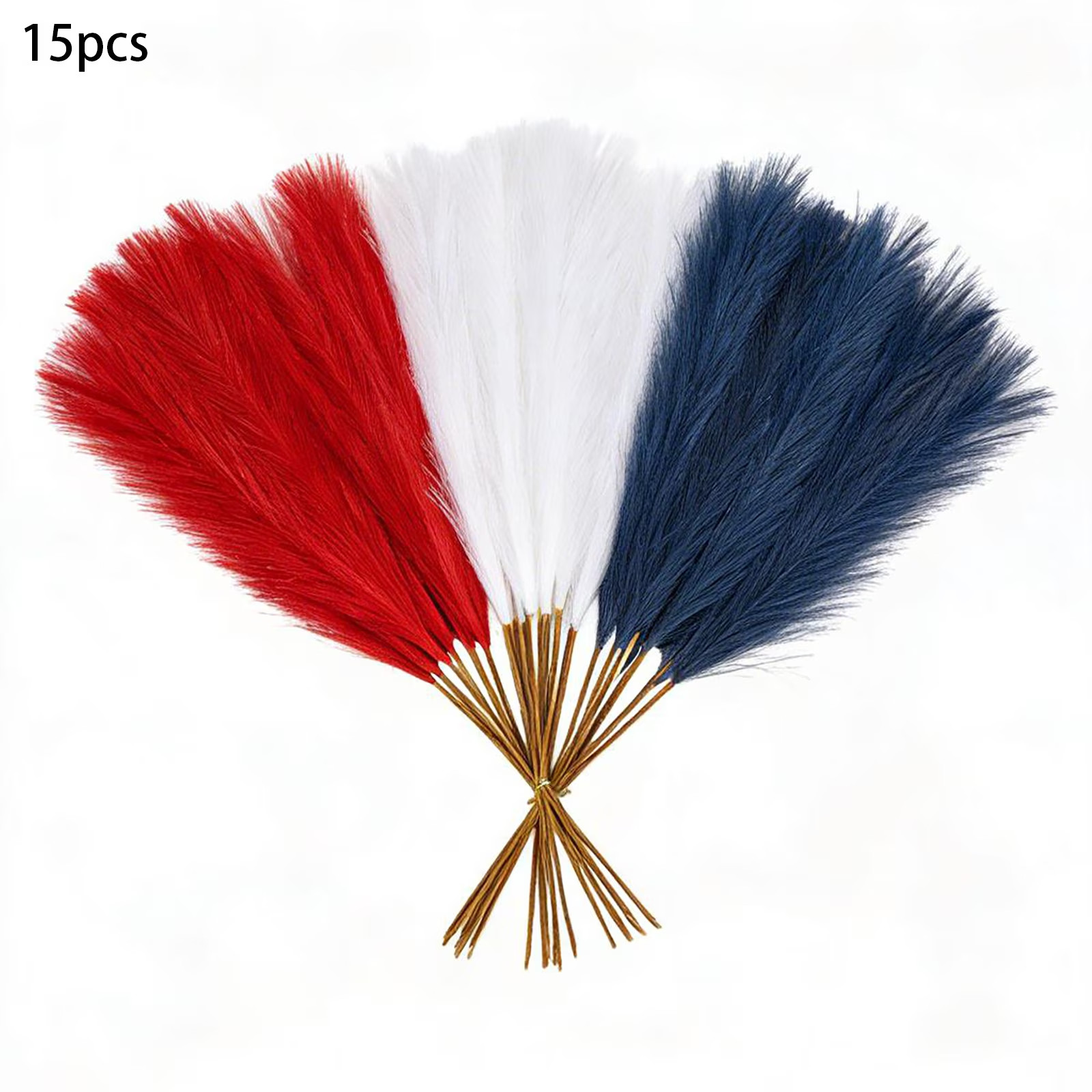 15PCS Patriotic Pampas Grass Red White Blue 4th July Vase Home Decor