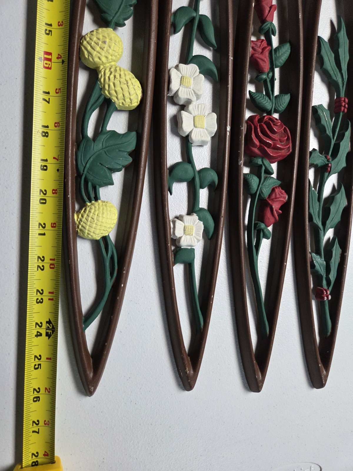 Vtg Sexton USA Four Seasons Floral Metal Wall Art Set MCM
