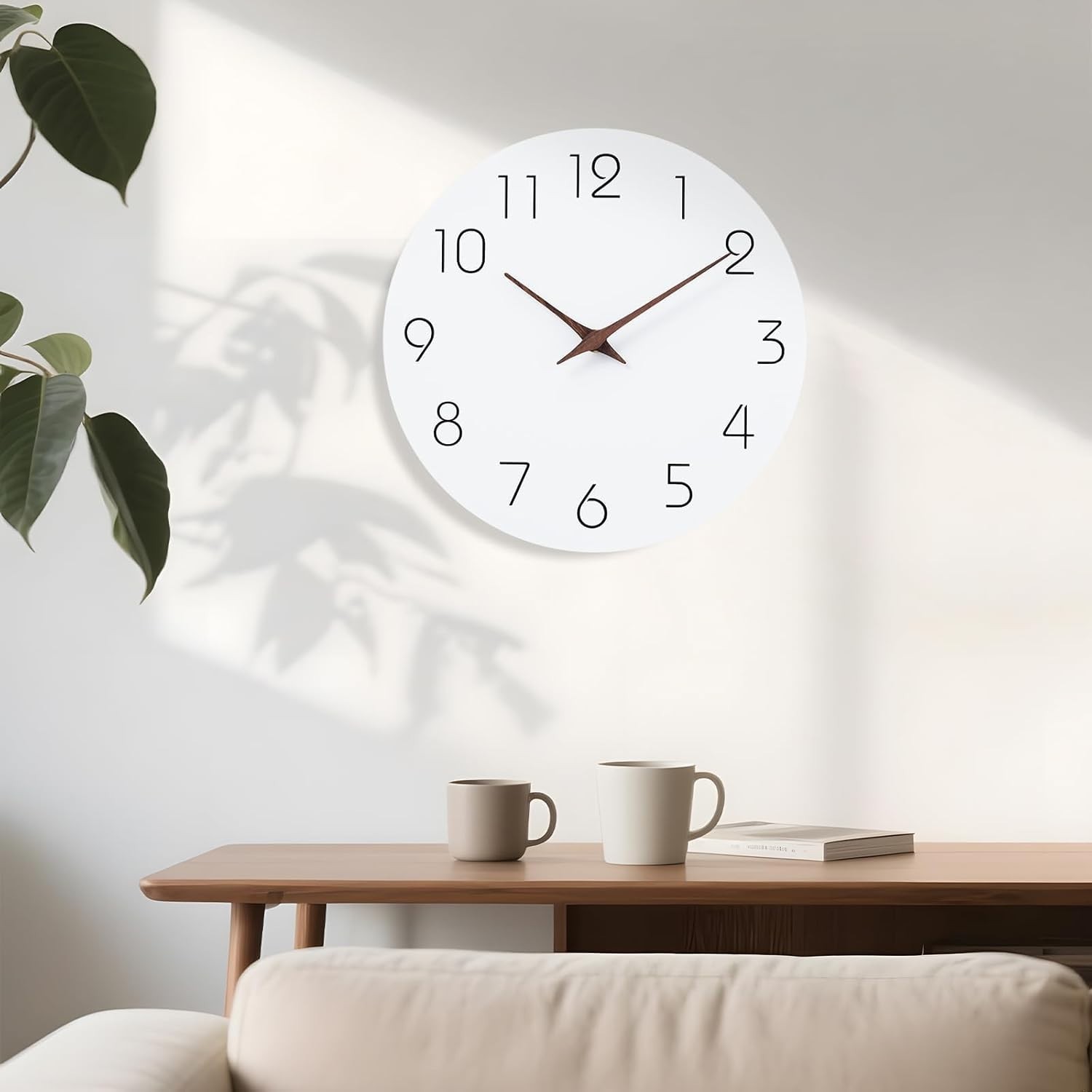 12-Inch Silent Wall Clock – Modern Battery Operated Wooden Design for Any Room