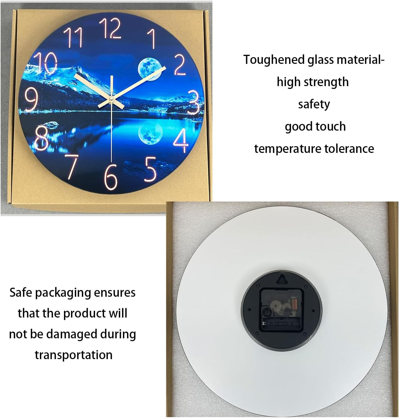Constantplanet Blue Wall Clock for Bedroom 12 Inch Natural Landscape round Analo