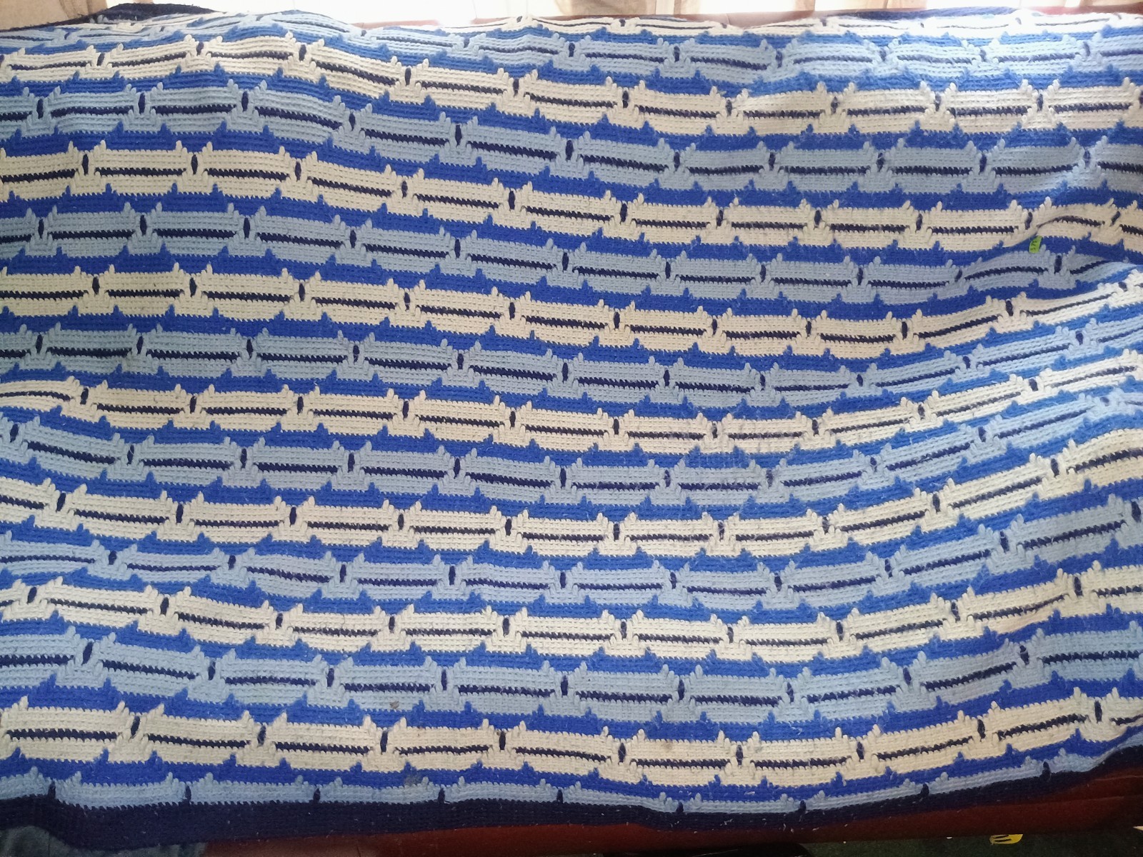 Five foot multicolored quilted afghan throw blanket