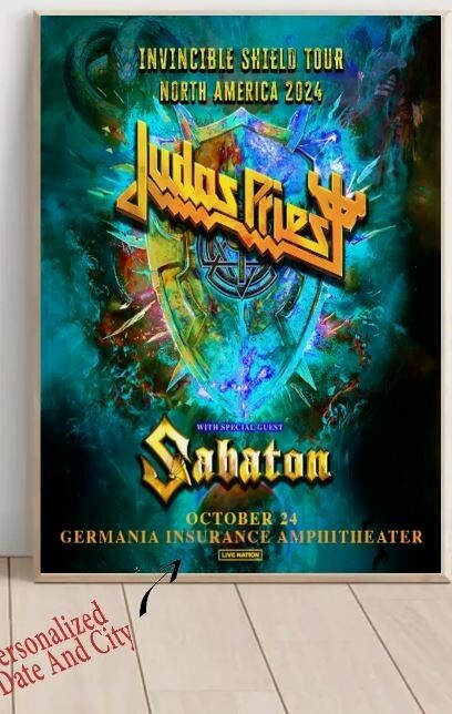 Custom Custom Judas Priest Invincible Shield Tour North America 2024 Poster