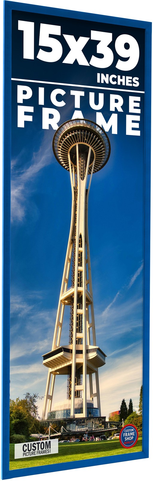 15×39 Frame Blue Solid Wood Picture Frame Width 0.75 Inches | Interior Frame Dep