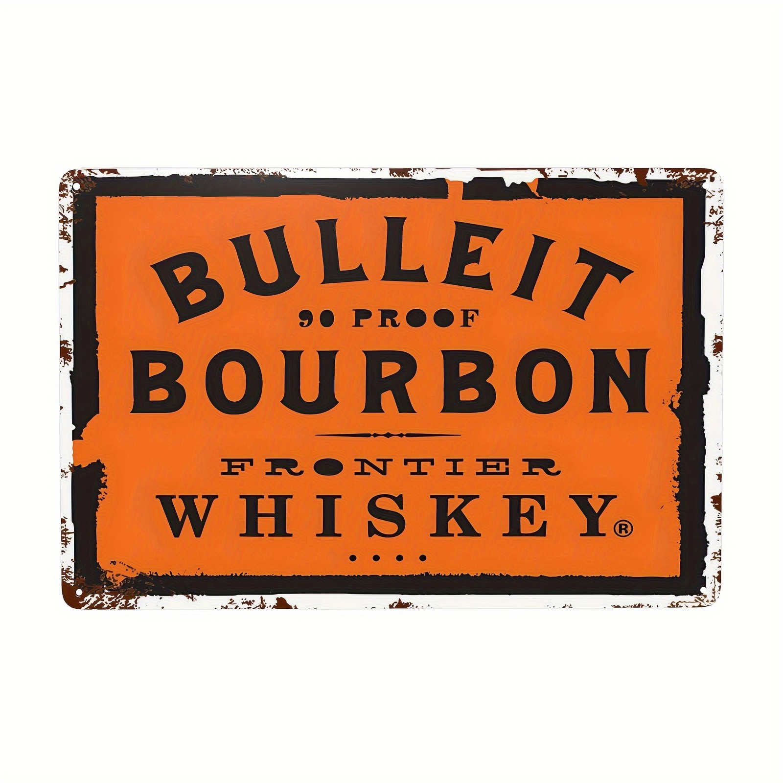 Vintage Bulleit Bourbon Tin Sign – 90 Proof Frontier Whiskey Bar/Man Cave Decor