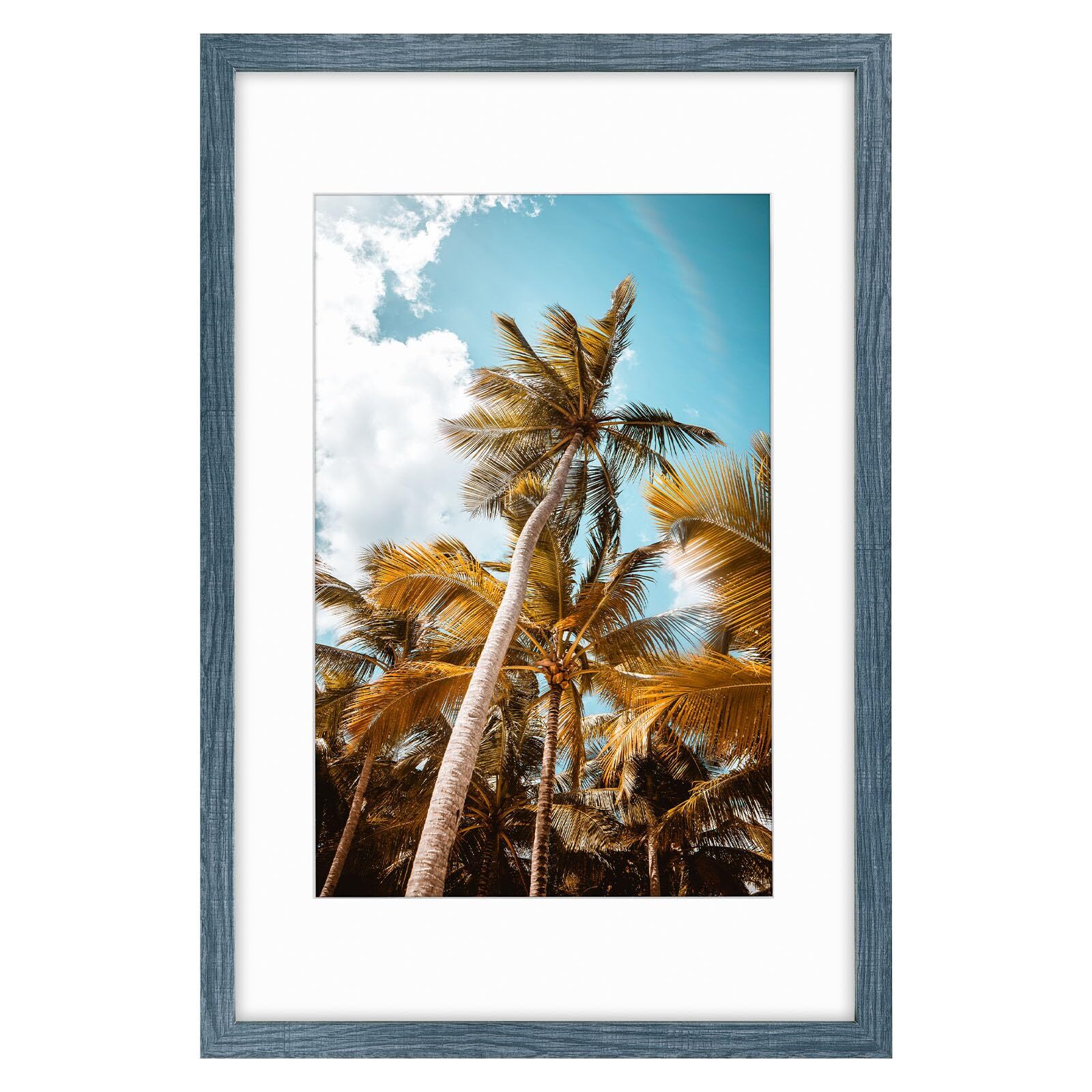 16×24 Blue Frame with 12×18 Mat or Without Mat Wall Poster Glass