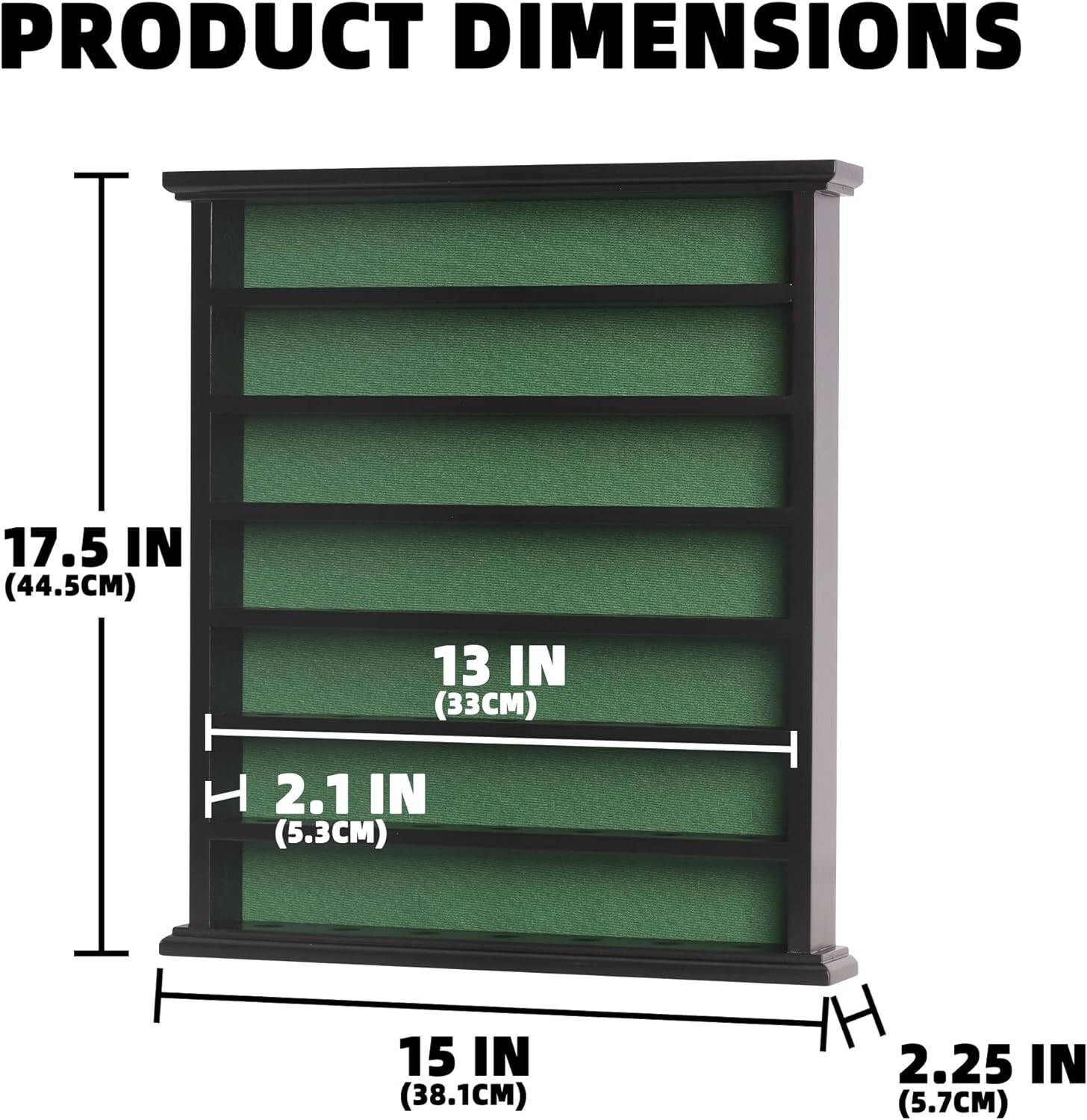 Golf Ball Display Case 49 Pcs Black & Green Clubhouse Wall Mount Cabinet Rack