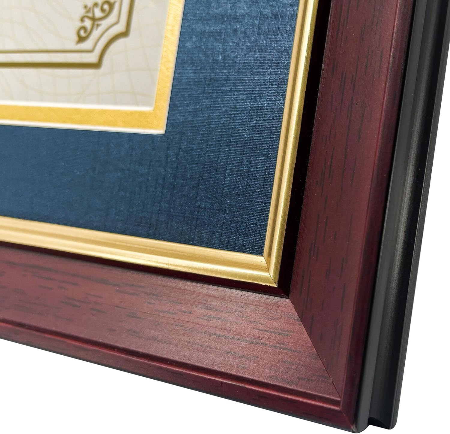 Elegant Double Diploma Frame for Two 8.5×11 Certificates, Navy & Gold Trim