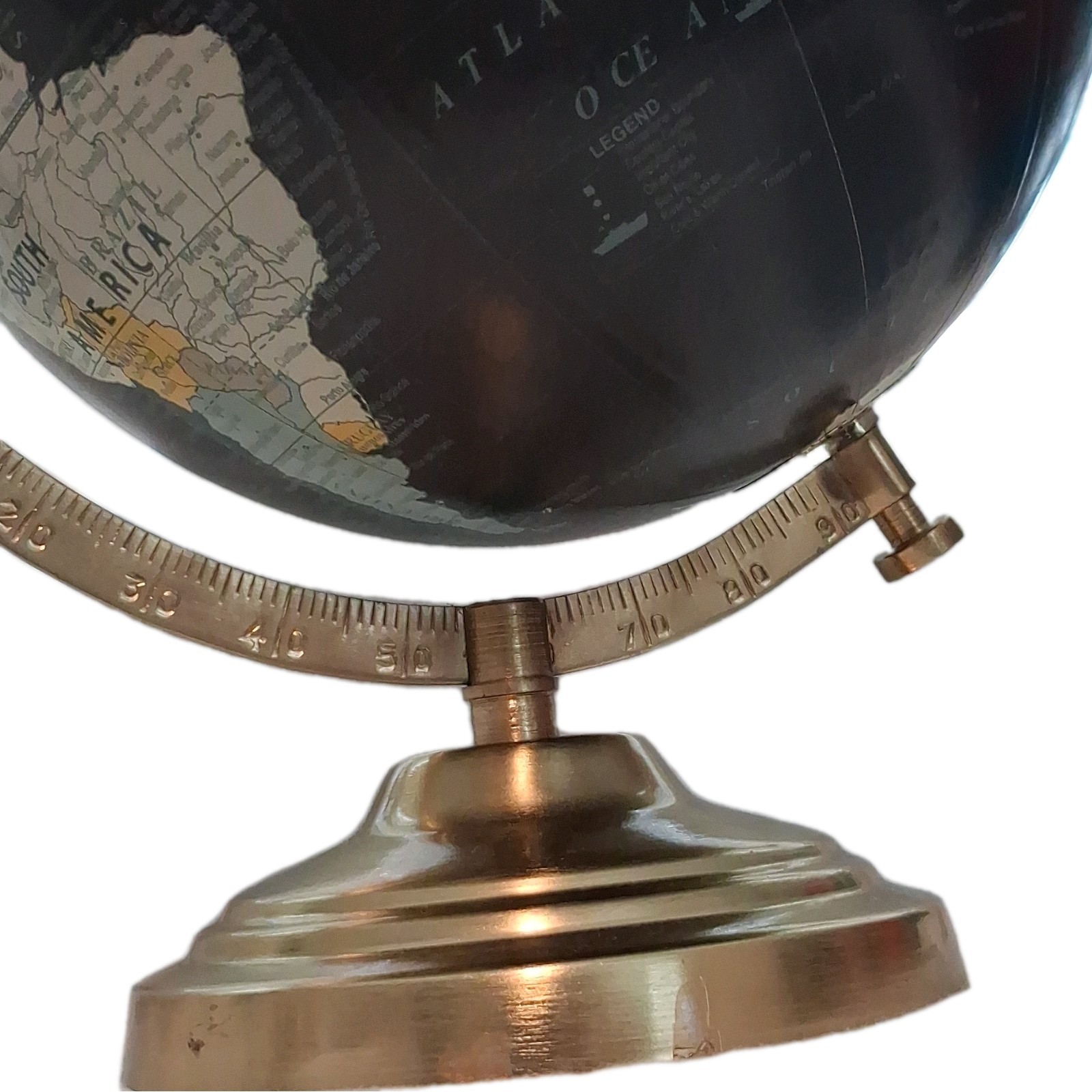 Rotating Tabletop Decorative World Globe w/ Black Gold Metal Base, Multicolor
