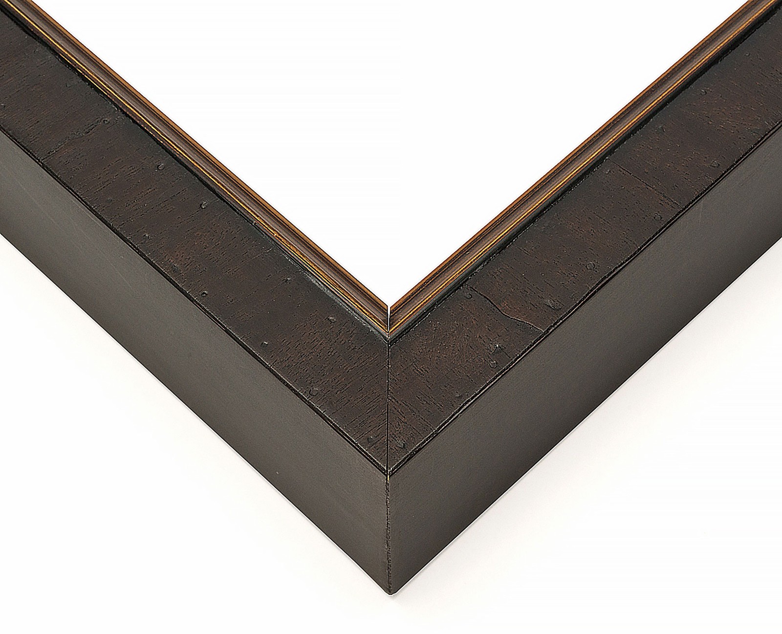 5×35 In Rustic Brown with Gold Real Wood Picture Frame Width 1.25 inches | Inter