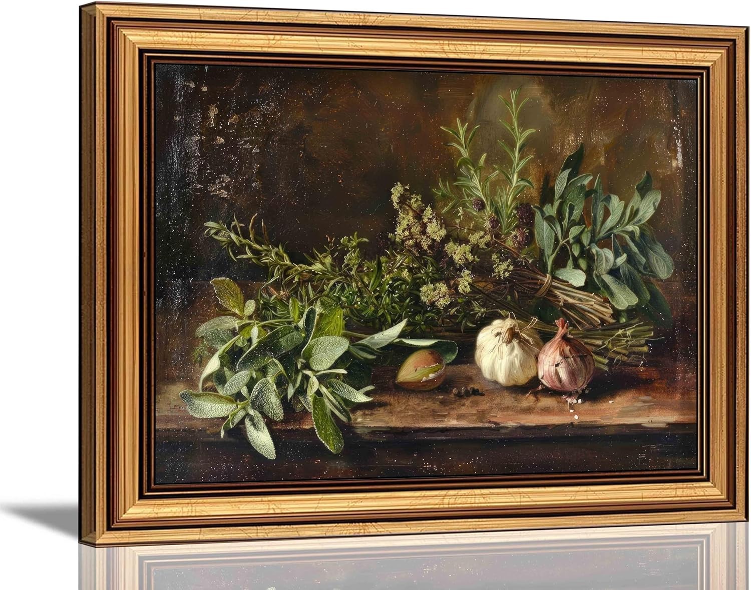 Vintage Gold Framed Canvas Wall Art Vintage Aesthetic Kitchen Wall Decor Nature