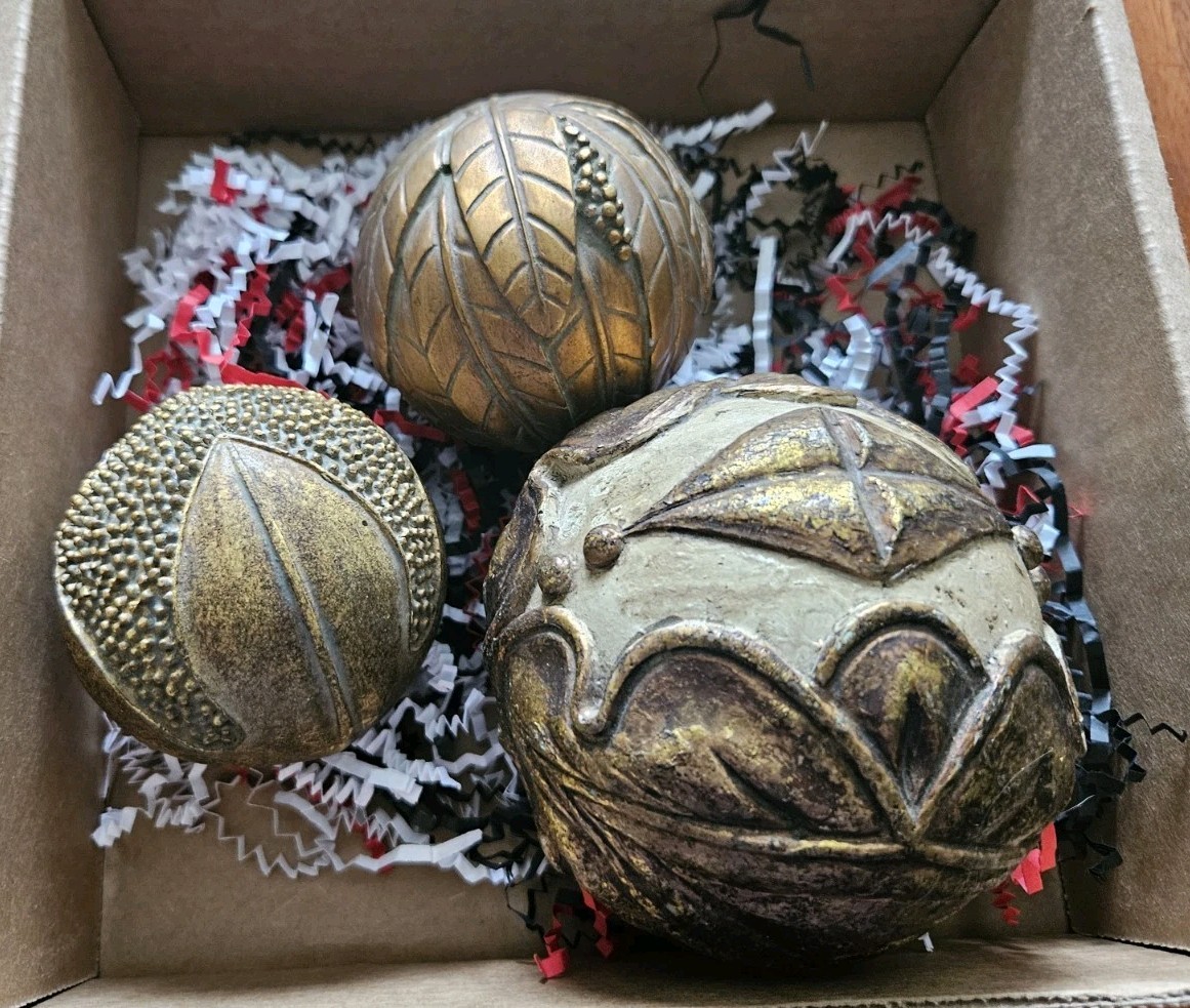 Set Of 3 Decorative Balls 2 Small (9.5&Prime; Diameter) And 1 Large (13&Prime; Diameter)