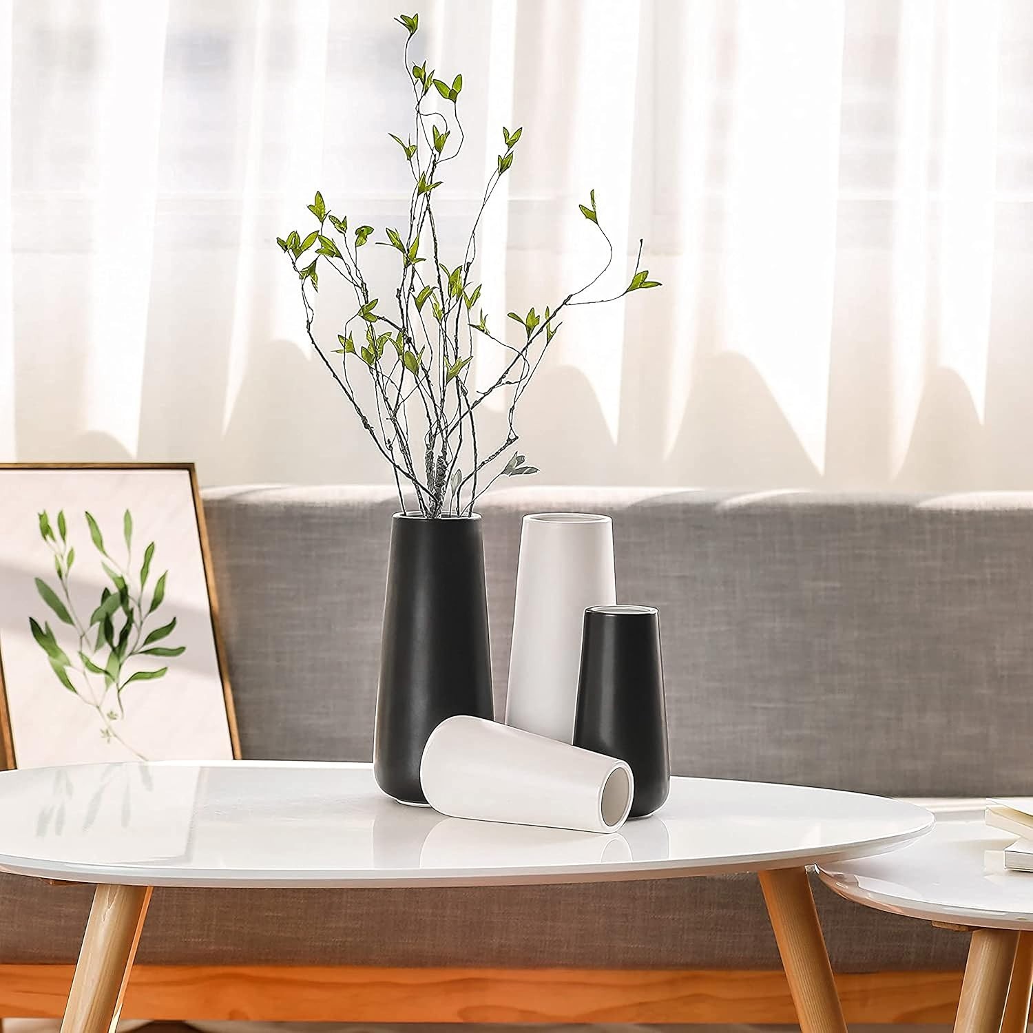 Versatile 8-Inch Oval Ceramic Vase with Matte Finish – Decor for All Occasions