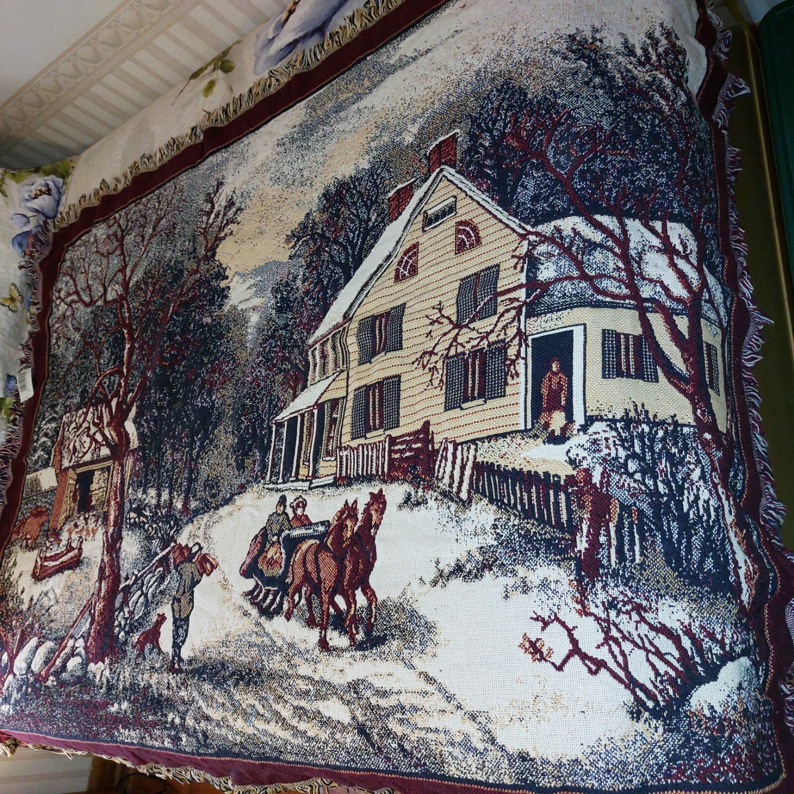 Goodwin Weavers HOMESTEAD WINTER 48 X 68 Cotton Triple Woven Afghan NEW