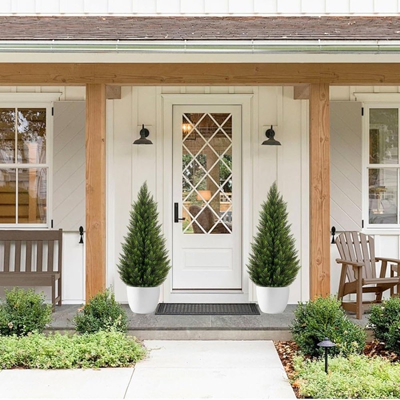 Artificial Cedar Topiary Tree UV Resistant Faux Plant Easy Care Indoor Outdoor