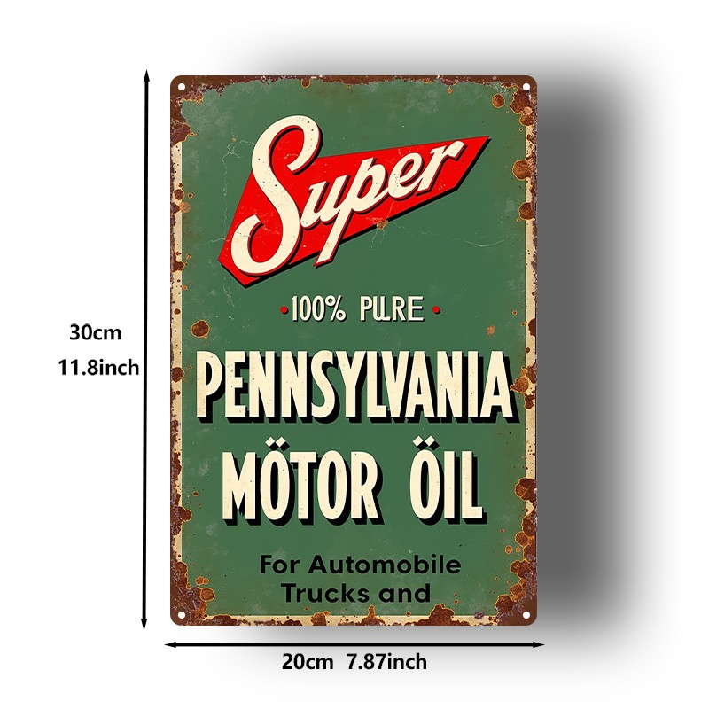 Metal Sign Retro Pennsylvania Motor Oil 8X12 Inches