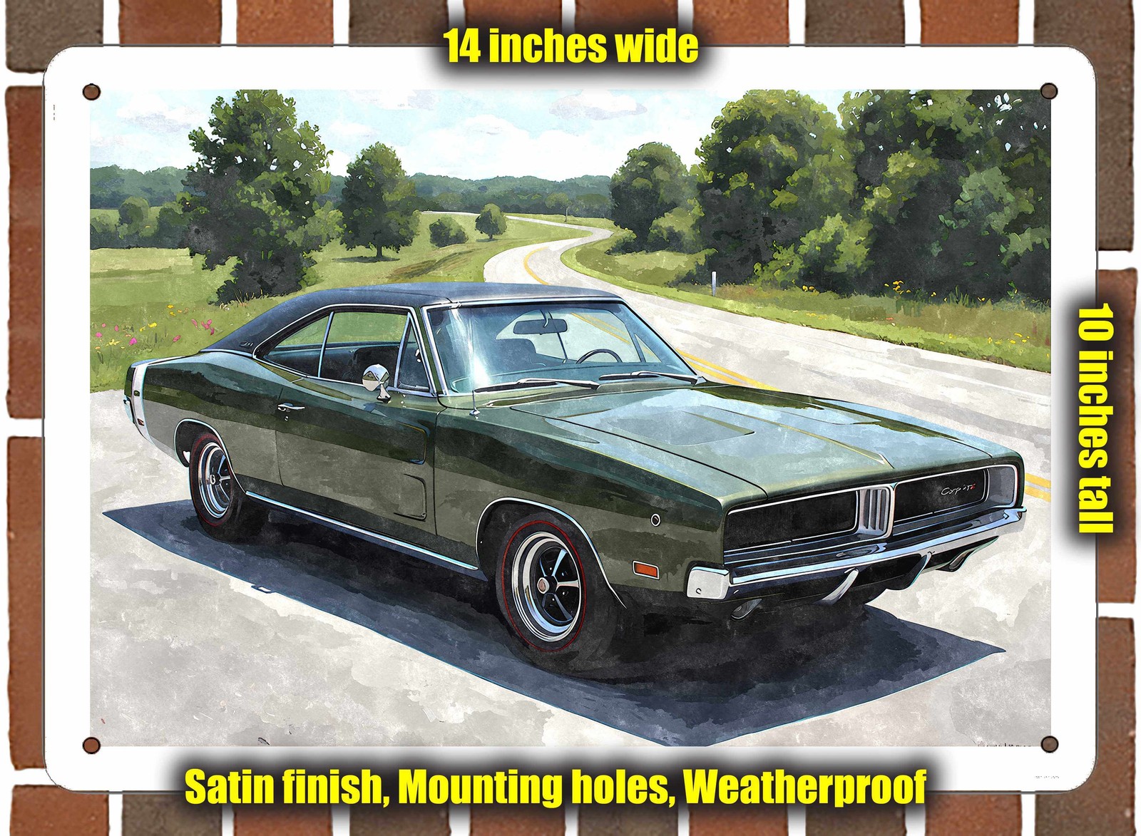 Metal Sign – 1969 Dodge Charger SE Watercolor – 14×10