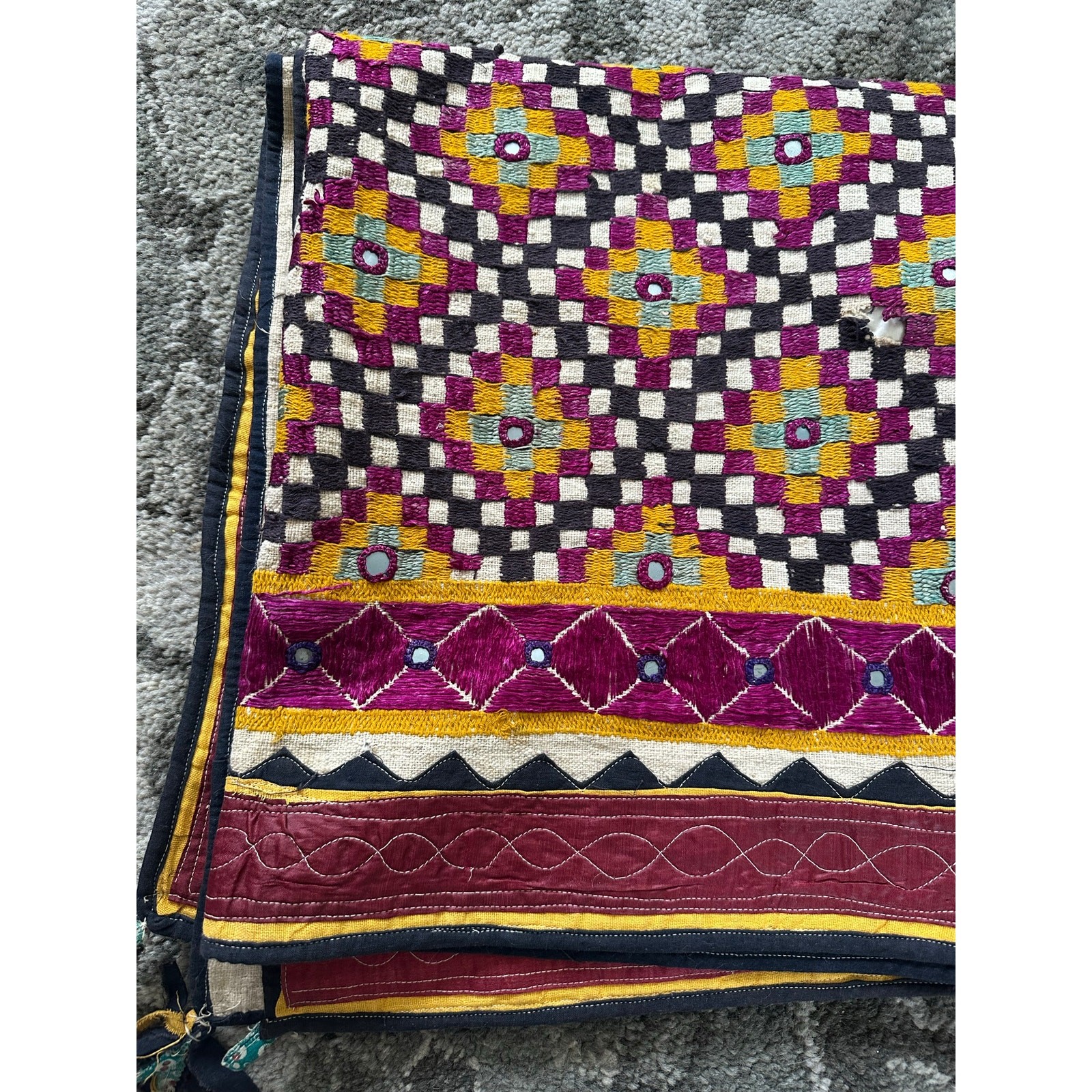Vintage Banjara wall hanging ethnic tapestry hanging embroidery boho 35×64”